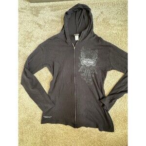 Harley Davidson Motorcycles Women’s Black Hoodie Full Zip Y2K Faribault MN Sz XL
